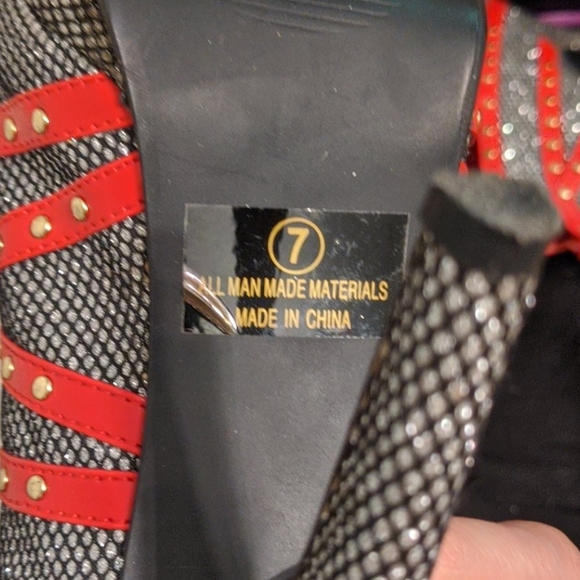 Just Fabulous red black silver sparkly 5" heels - Picture 2 of 4